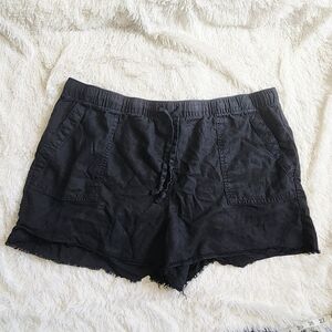 Ana A New Approach Linen Blend Black Stretchy Shorts Raw Hem Size XL
